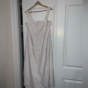 White Linen Vince midi dress